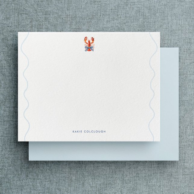 Carte De Correspondance Watercolor Lobster Coastal Flat Note Card (Créateur téléchargé)