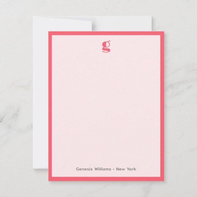 Carte De Correspondance Watermelon Moderne Monogramme Nom Classic Cadre No (Devant)