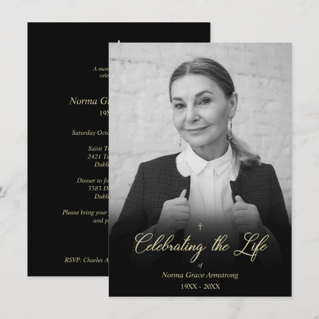 Carte De Correspondance Whimsical Celebrating the Life Photo Funeral (Devant / Derrière)