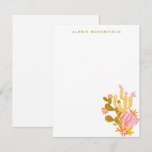Carte De Correspondance Whimsical rose et orange cactus note personnalisée