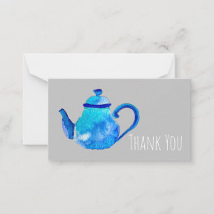 Carte De Correspondance Whimsical watercolor blue teapot