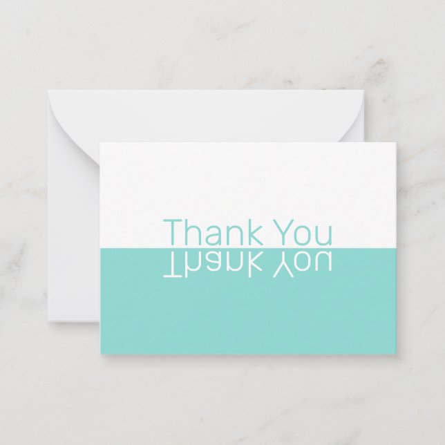 Carte De Correspondance White & Aqua Réflexion Merci personnalisé moderne (Devant)