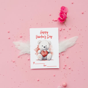 Carte De Correspondance White Teddy Bear Valentine's Day