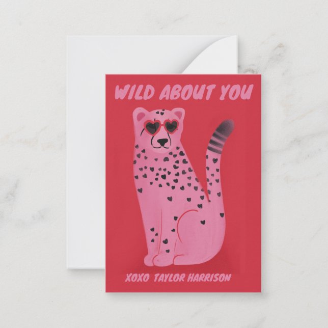 Carte De Correspondance Wild About You Cheetah Classroom Valentine Card (Devant)