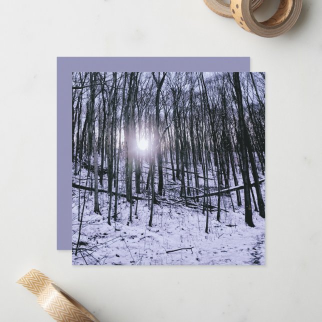 Carte De Correspondance Winter Scene Sunrise and Snow (Devant/Arrière en situation)