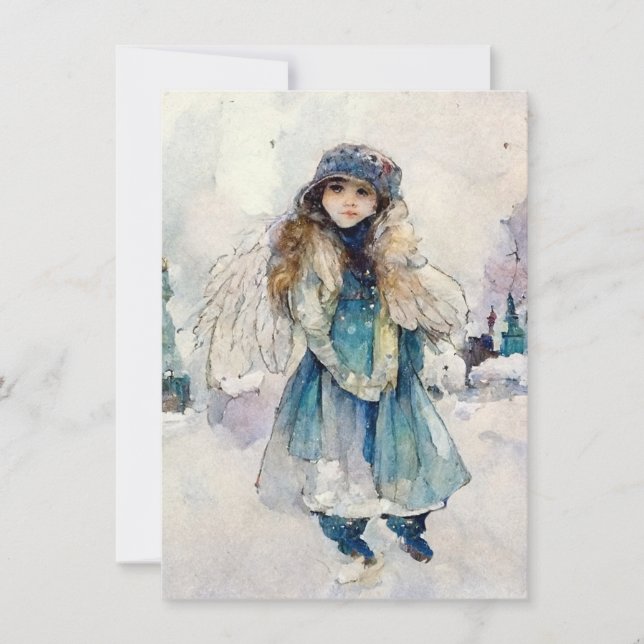 Carte De Correspondance Winter Spirit Aquarelle Angel Art (Devant)