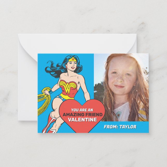 Carte De Correspondance Wonder Woman Super Amie | Saint-Valentin (Devant)