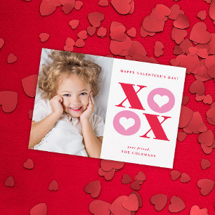 Carte De Correspondance XOXO modern portrait photo valentines day card