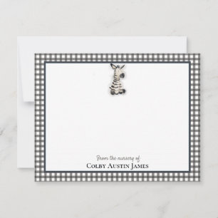 Carte De Correspondance Zebra Black Baby shower Merci