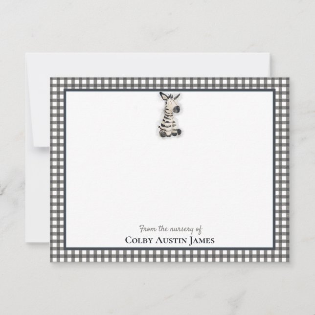 Carte De Correspondance Zebra Black Baby shower Merci (Devant)