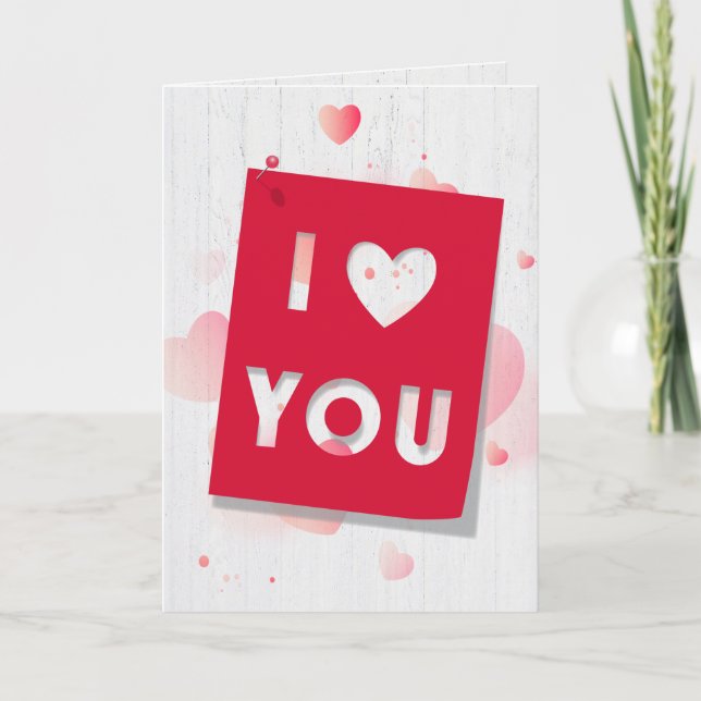 Carte de coupe Valentine sur bois (Devant)