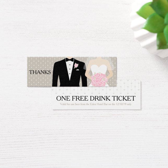 Carte de coupon de boisson gratuite du mariage mar (Bureau)
