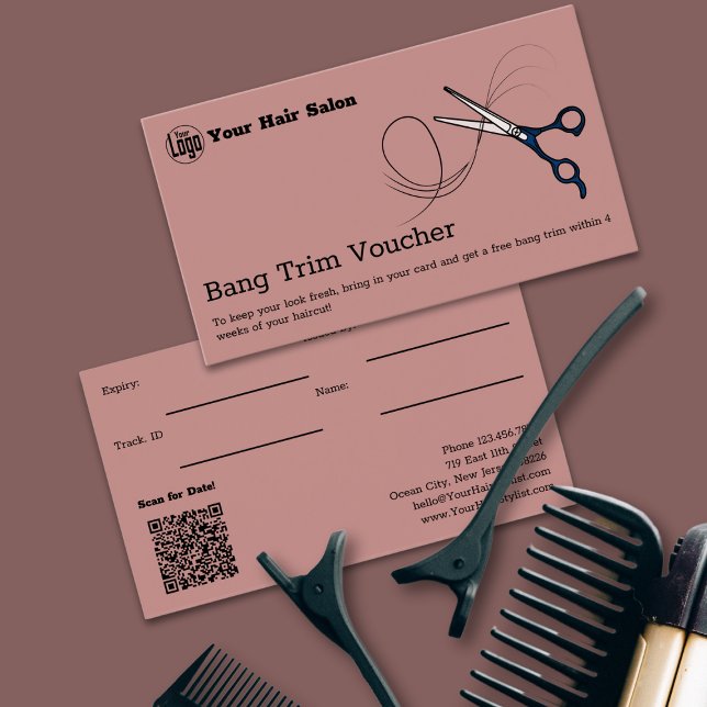 Carte de coupon de coupe bang gratuit moderne (Modern Professional Free Bang Trim Voucher Card)