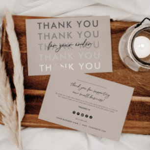 Carte de coupon d'entreprise d'emballage Merci