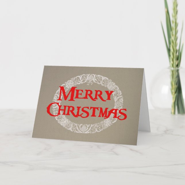 Carte de couronne de Noël blanc et rouge sur Burla (Devant)