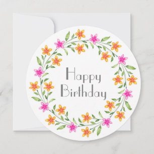 Carte de couronne florale rose et orange chaud