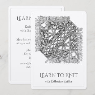 Carte de cours de tricot en maille câblée blanche