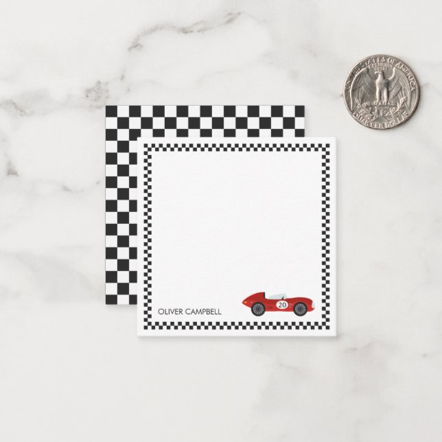 Carte de course rouge personnalisée pour garçons e (Devant/Arrière en situation)