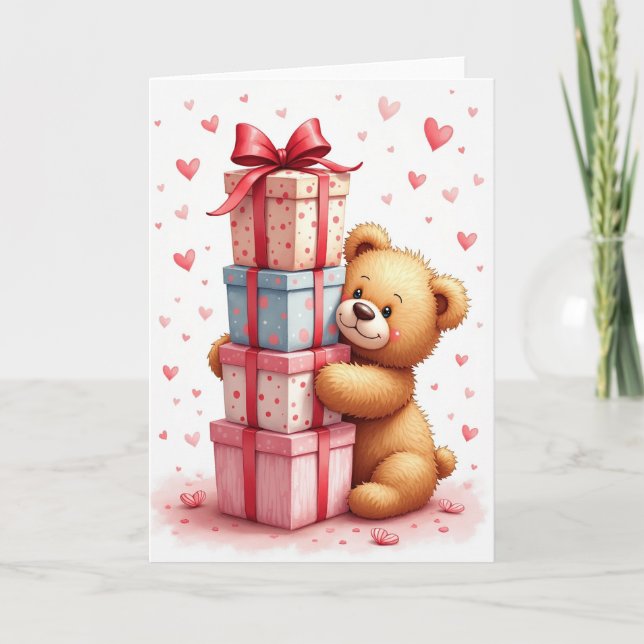 Carte de créature en peluche joyeuse (Devant)