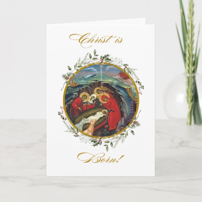 Carte de crèche Holly Wreath (Devant)