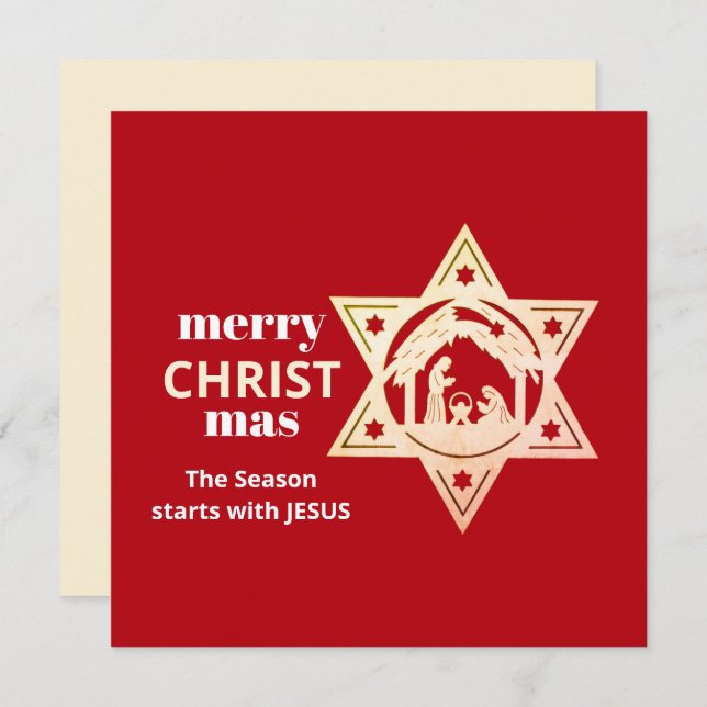 Carte de crèche moderne Red CHRISTmas (Devant / Derrière)