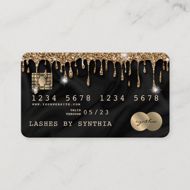 Carte de crédit à séchage stylisé en soie dorée (Devant)