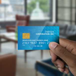 Carte de crédit Carte du monde Bleu géométriqu