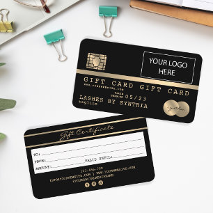 Carte de crédit Certificat cadeau Ajouter un logo