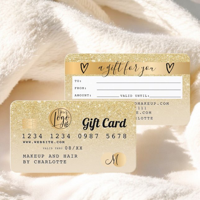 Carte de crédit chic parties scintillant or ombre  (Credit card chic gold glitter ombre gift card)