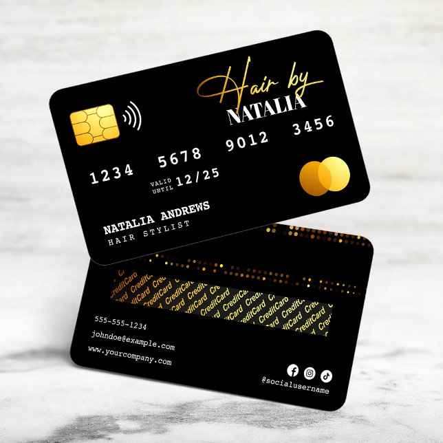 Carte de crédit Elegant Gold Black Sparkle Hairsty (Créateur téléchargé)