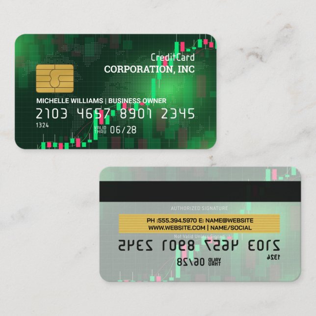Carte de crédit | Graphique à chandelles financièr (Devant / Derrière)