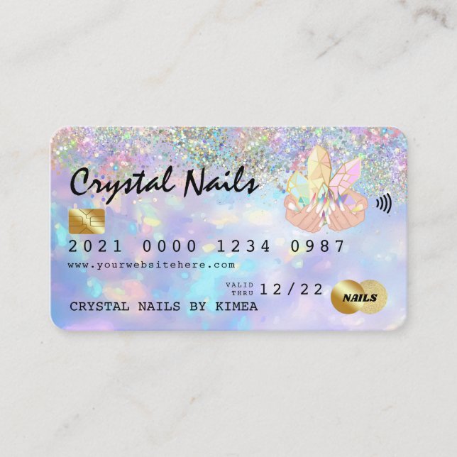 Carte de crédit Holographique Opal Crystal Nail Te (Devant)