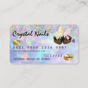 Carte de crédit Holographique Opal Crystal Nail Te