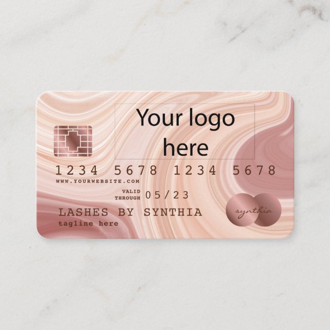 Carte de crédit Modern Dusty Pink Marble Ajouter v (Devant)