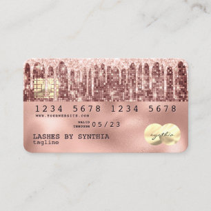 Carte de crédit moderne Holographe rose or parties
