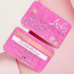 Carte de crédit néon rose parties scintillant lash