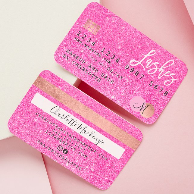 Carte de crédit néon rose parties scintillant lash (Créateur téléchargé)
