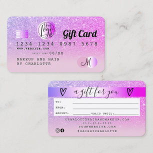 Carte de crédit rose violet parties scintillant om