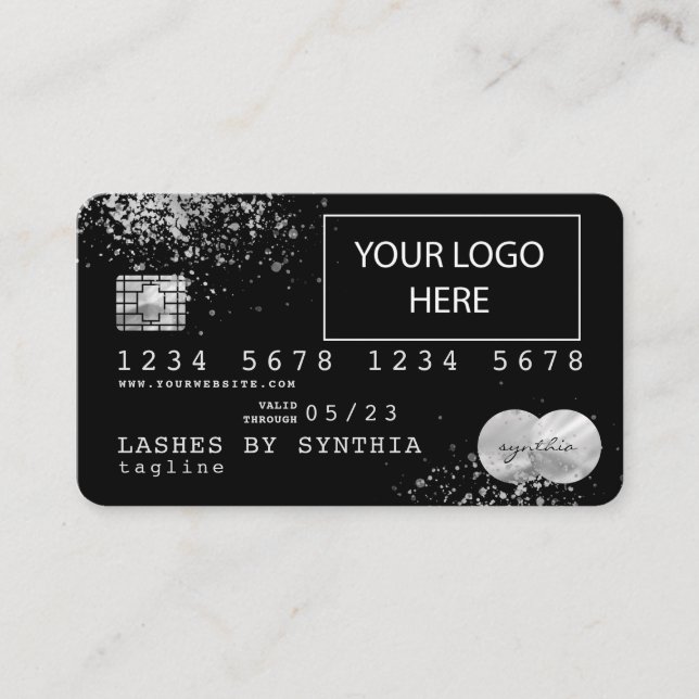 Carte de crédit Silver Foil Splash ajoutez votre l (Devant)