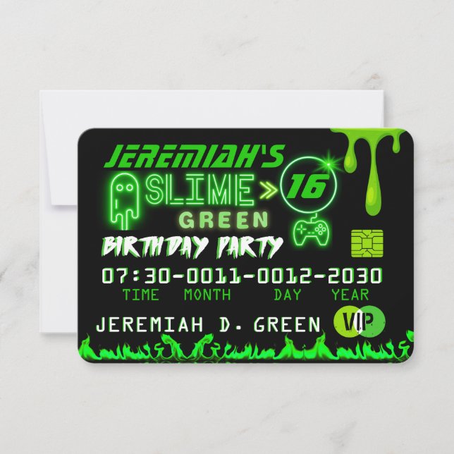 Carte de crédit Slime Green VIP Anniversaire (Devant)