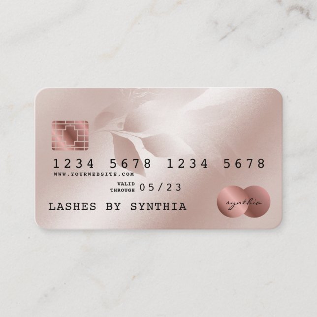 Carte de crédit Styled Rose or aquarelle Floral (Devant)
