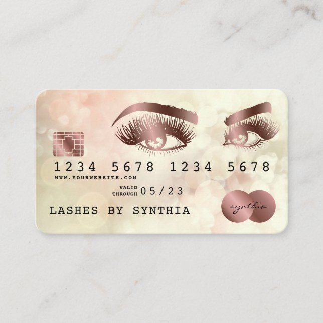 Carte de crédit Stylisé Rose Gold Long Lashes Boke (Devant)