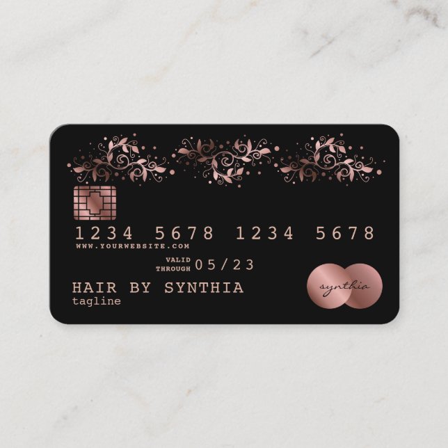 Carte de crédit Stylisé Rose Gold Ornate (Devant)