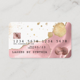 Carte de crédit Stylisée Blush Pink Agate Rose Gol