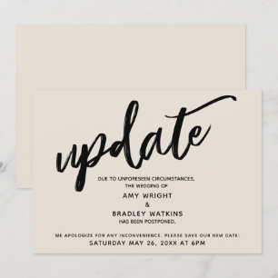 Carte de crème de mise à jour Mariage reportée par