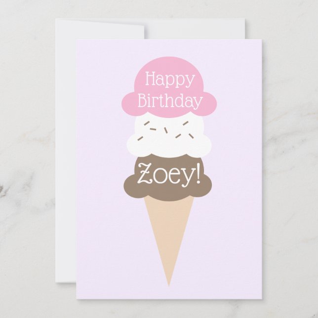 Carte de crème glacée pour fille personnalisée (Devant)