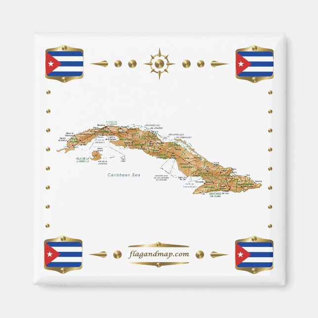 Carte de Cuba + Pavillons Magnet (Devant)