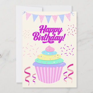 Carte de Cupcake Fun et Minimaliste pour Souhaiter