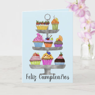 Carte de cupcakes d'aquarelle espagnole