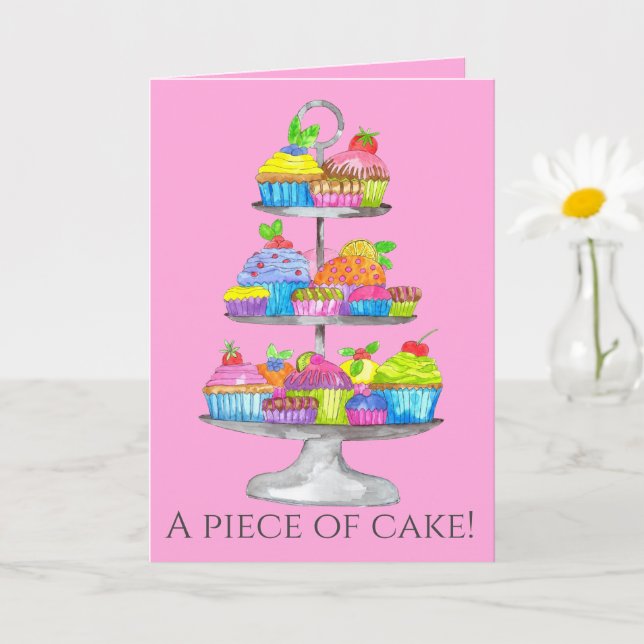 Carte de cupcakes Watercolor Graduation (Petite plante)